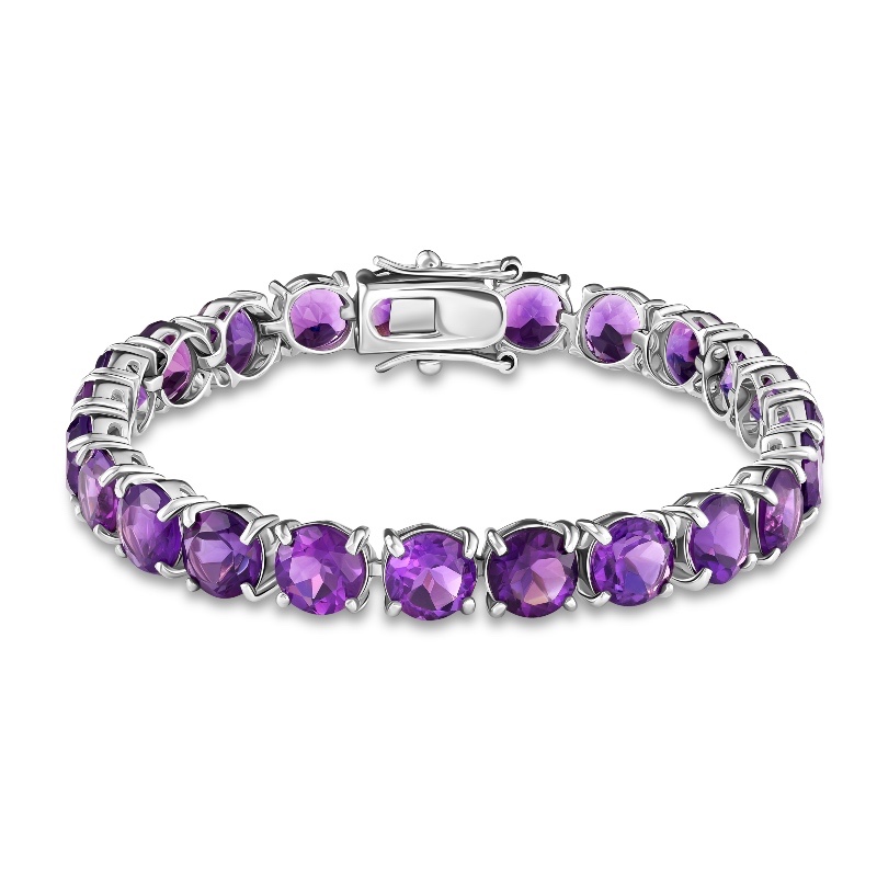 Sterling Silver African Amethyst Bracelet (29-9/10 ctw)